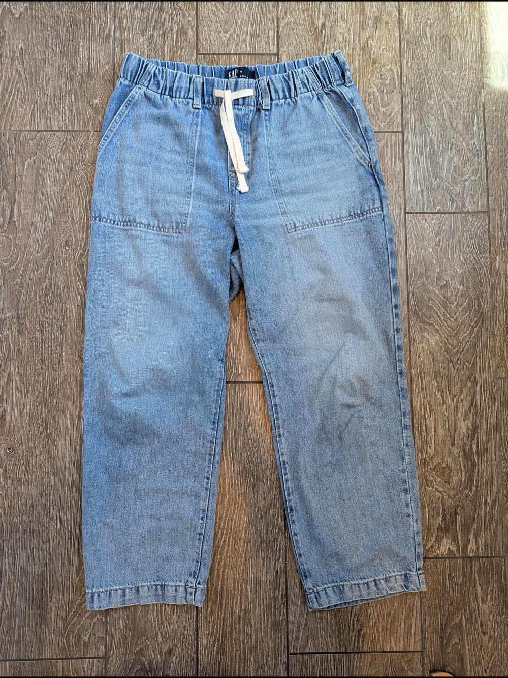 Gap Easy Jean Ankle Drawstring Elastic Waist Pants Medium Utility Light Blue